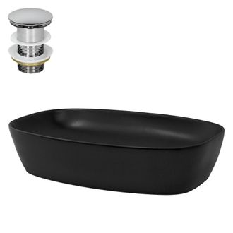 ECD Germany Lavabo negro mate cer&aacute;mico 605x385x140 mm ovalado