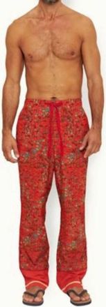 Orlebar Brown Alfred Solo Fantasy Relaxed Fit Poplin Lounge Trousers In Vermillion