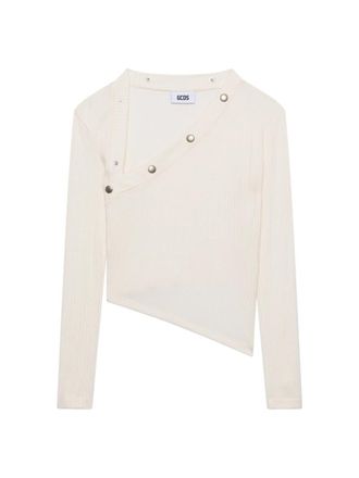 GCDS Long-Sleeved Ribbed Top With Snap Buttons