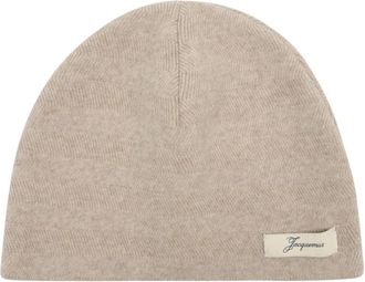 Jacquemus Chevron Beanie - Dames - Hoeden - Beige - ONE Size - Wol - Accessoires