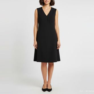 Armani Black Textured Stretch Crepe Sleeveless Dress