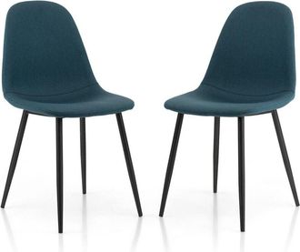 Costway Set of 2 Dining Chairs Upholstered Fabric Leisure chair With Cushion Seat Back