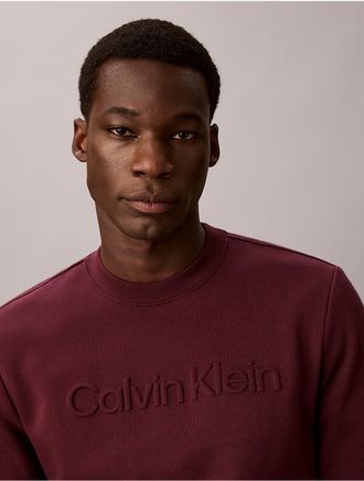 Calvin Klein Jeans Calvin Klein Mens Fleece Embossed Crewneck Sweater - Purple - 2XL