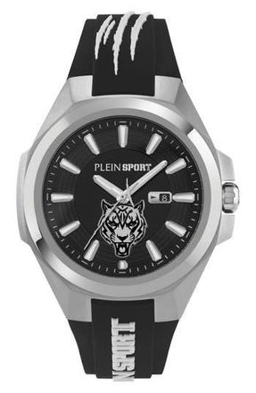 Plein Sport Tigermaster Quartz Silicone Strap Watch, 47mm in Stainless Steel at Nordstrom Rack