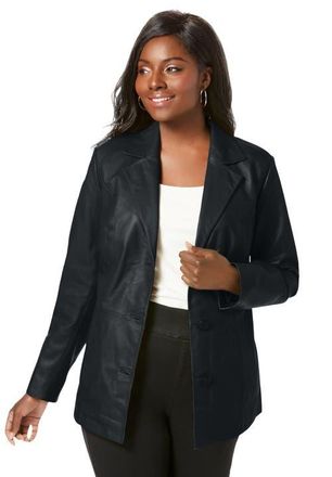 Jessica London Leather Blazer in Black at Nordstrom, Size 28