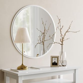 Dmora Espejo Rosciano, Forma Redonda, Tipo De Pared, Color Estructura Transparente, 60x60h Cm Blanco