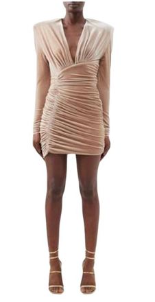 Alexandre Vauthier Mauve Ruched Plunge Mini Dress Size XS