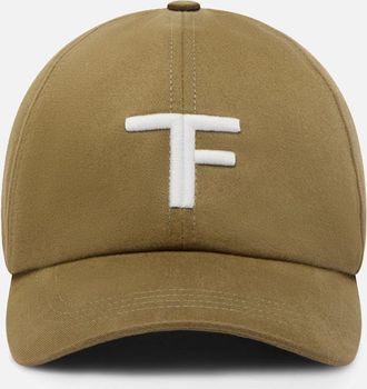 Tom Ford Mens CANVAS & LEATHER TF CAP - Green - Size: L