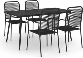 vidaXL Cena De 5 Pc Set Para Cuerda De Algod&oacute;n De Jard&iacute;n Y Acero Negro