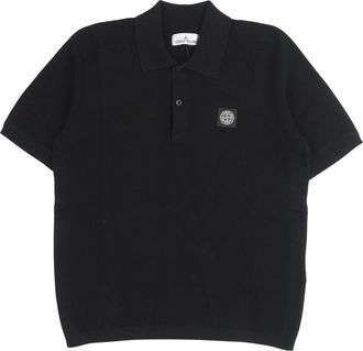 Stone Island Polo shirt van katoenpiqu&eacute; - Heren - Polos - Zwart - M - Katoen - Tops