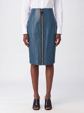 Balmain Gonna midi a tubino in pelle dagnello a vita alta con spacco