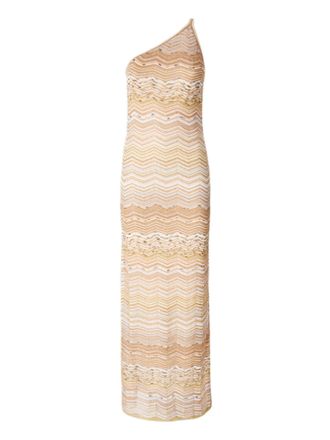 Missoni One-Shoulder Maxi Dress in Shimmering Chevron Design
