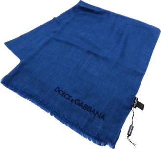 Dolce & Gabbana Pre-owned Scarves, male, Blue, Size: ONE SIZE Pre-owned Gq241E Cashmere Scarf