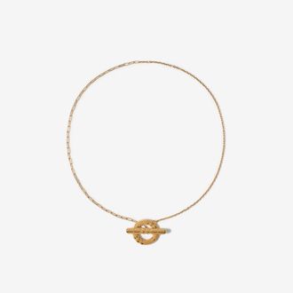 Burberry Check Granulation T-Bar Necklace