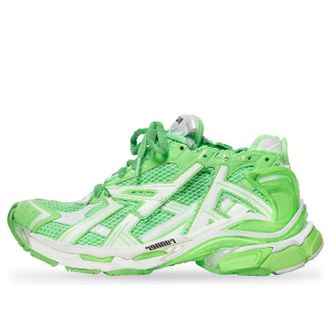 Balenciaga Runner Sneakers White Fluo Green Mesh and Nylon 677403W3RBM3590