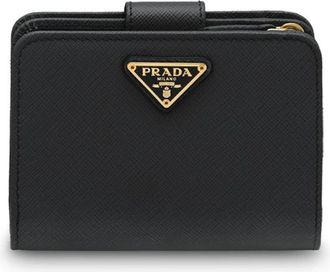 Prada Zwarte Saffiano Leren Kleine Portemonnee - Dames - Portefeuilles - Zwart - ONE Size - Leer - Accessoires