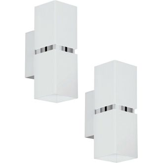 Loops 2 PACK Wall Light Colour Chrome Plated Steel White Square Shape Shade GU10 3.3W
