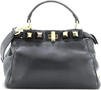 Fendi Peekaboo Bag Leather with Studded Detail Mini satchel - Zwart