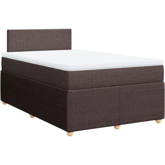 vidaXL Cama Box Spring Con Colch&oacute;n Tela Marr&oacute;n Oscuro 120x200 Cm Vidaxl