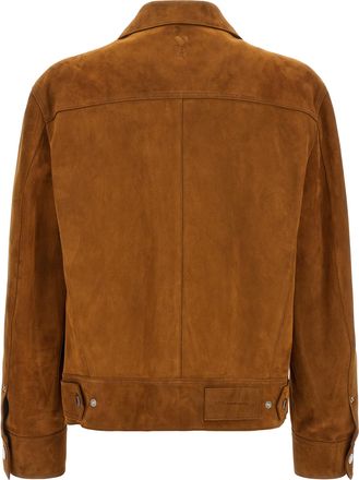 Ami Goatskin Leather Trucker Jacket - Brown