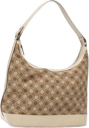 Ferragamo Tweedehands Canvas handtassen - Dames - Vintage Schoudertas - Beige - ONE Size - Vintage