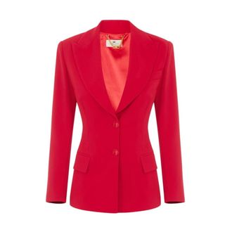 Elisabetta Franchi Blazer Entallado de Crep&eacute; con Cordones Cruzados - Jackets - Mujer - Rojo - XS