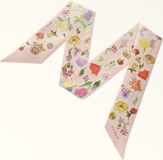 Furla Metropolis Bandeau Toni Azalea Rosa Twill Di Seta Con Stampa Prato Fiorito Donna