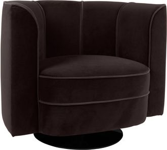 Dutchbone Sillón de terciopelo negro giratorio