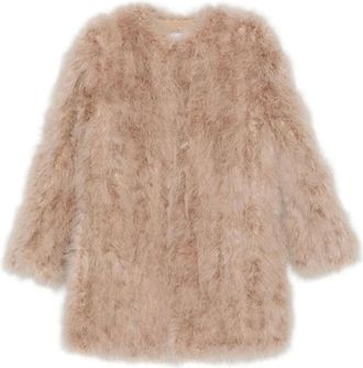 Yves Salomon Faux Fur & Shearling Jackets, female, Beige, M, Light Brown Long Sleeve Coat
