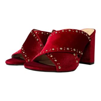 Cole Haan Womens Gabby Studded Slip-On Sandals In Red Velvet