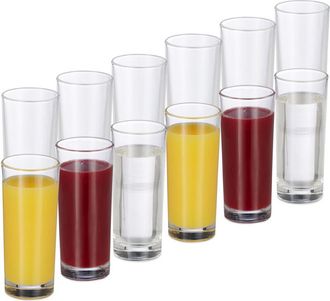 Relaxdays Set De 48 Vasos Largos, Cristaler&iacute;a Para C&oacute;cteles, Cil&iacute;ndricos, 300ml, Apto Para Lavavajillas, Transparente