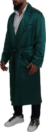 Dolce & Gabbana Mens Green Silk Waist Belt Robe Sleepwear Clothing
