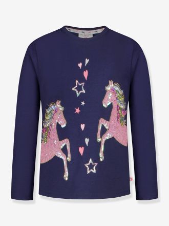 Salt And Pepper Langarmshirt mit Pailletten-Stickerei Pferde M&auml;dchen Salt and Pepper marine