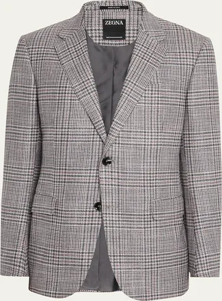 Ermenegildo Zegna Mens Glen Plaid Winter Crossover Single-Breasted Sport Coat