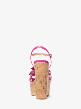 Michael Kors Jacie Floral Embellished Leather Wedge Sandal