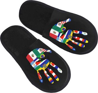 Generic Slippers Hispanic Heritage Month Breathable Plush Slippers Reusable Anti-Slide Slipper For Travel Spa Guest Room L