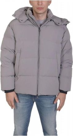 Emporio Armani Volledige ritssluiting gewatteerd donsjack - Heren - Gewatteerde jassen - Grijs - XL - Leer - Jassen