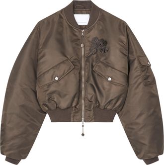 Cecilie Bahnsen Cropped Technical Nylon Bomber Jacket With Gathered Sleeves