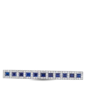 Luxury Bazaar Platinum 1.50ct Diamond and Sapphire Art Deco Bar Brooch MF10-062426
