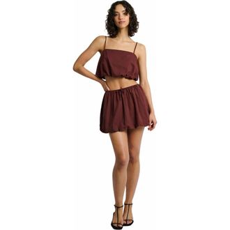 Onia Air Linen Bubble Mini Skirt in Rum at Nordstrom, Size X-Large