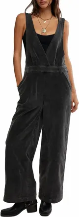 Free People Mara Cord Overalls In Black