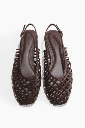 H&M Leather Slingbacks in Dark Brown at Nordstrom, Size 10