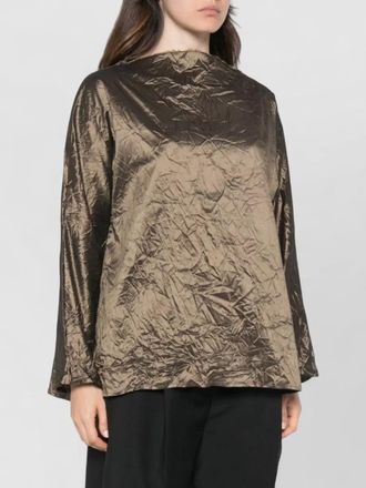 Daniela Gregis silk crinkled high-neck long-sleeve blouse