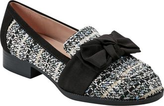 Bandolino Bow Loafer in Black Cream Tweed at Nordstrom, Size 6.5