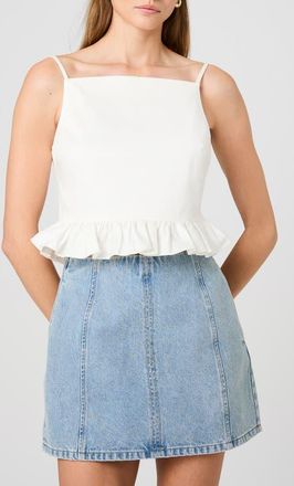 French Connection Lilah Ruffle Crop Camisole in Summer White at Nordstrom, Size 10
