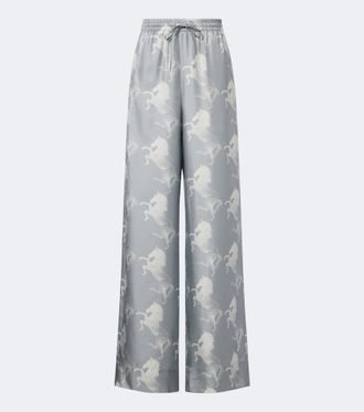Stella McCartney Printed silk satin wide-leg pants