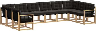 vidaXL Conjunto De Sof&aacute;s De Exterior 10 Uds. Blanco Y Negro Vidaxl