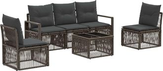 vidaXL Conjunto De Sof&aacute;s De Jard&iacute;n 6 Uds. Gris Rat&aacute;n Sint&eacute;tico Vidaxl
