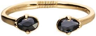 UNOde50 Rigid Bracelet Plated In 18K Gold And Black Faceted Crystals in Metallic Gold at Nordstrom, Size Large