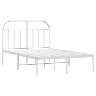 Berkfield Home Metal Bed Frame with Headboard White 135x190 cm Double